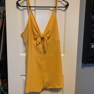Forever 21 yellow front tie romper NEVER WORN!